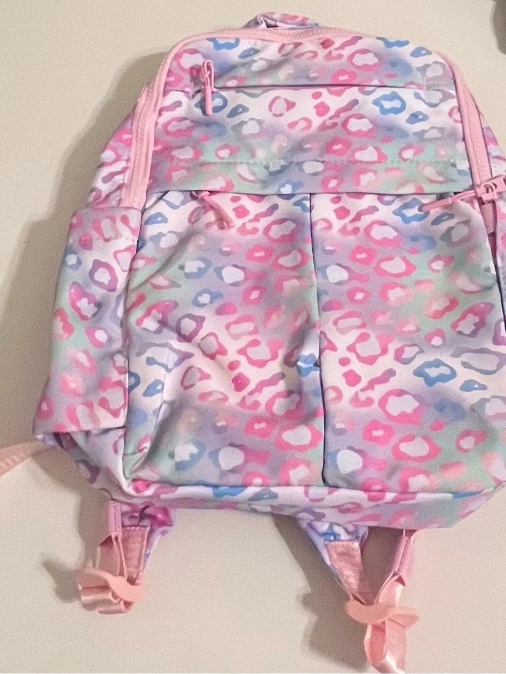 Pastel Leopard Print Backpack - Pink Multicolor